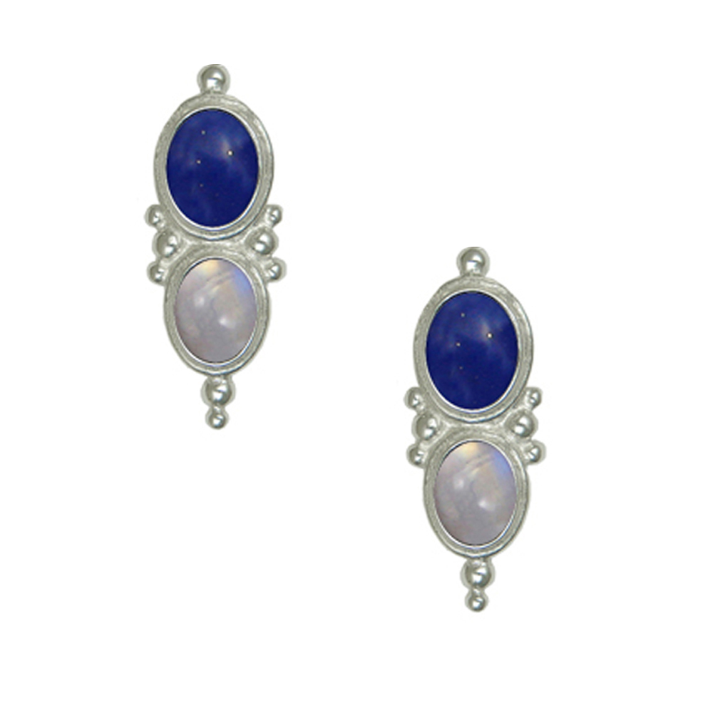 Sterling Silver Drop Dangle Earrings With Lapis Lazuli